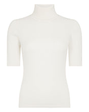 Load image into Gallery viewer, N.Peal Women&#39;s Roll Neck Rib Cashmere Top New Ivory White
