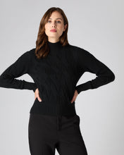 Load image into Gallery viewer, N.Peal Women&#39;s Cable Funnel Neck Cashmere Jumper Black
