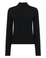 Load image into Gallery viewer, N.Peal Women&#39;s Cable Funnel Neck Cashmere Jumper Black
