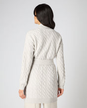 Load image into Gallery viewer, N.Peal Women&#39;s Cable Belted Cashmere Cardigan Pebble Grey
