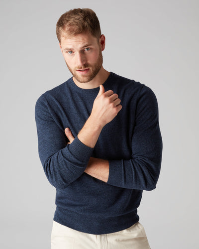 N.Peal Men's The Oxford Round Neck Cashmere Jumper Imperial Blue