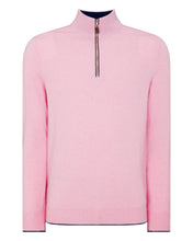 Load image into Gallery viewer, N.Peal Men&#39;s The Carnaby Half Zip Cashmere Jumper Flamingo Pink
