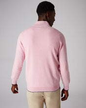 Load image into Gallery viewer, N.Peal Men&#39;s The Carnaby Half Zip Cashmere Jumper Flamingo Pink

