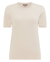 Load image into Gallery viewer, N.Peal Women&#39;s Round Neck Cashmere T Shirt Almond White
