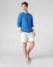 Load image into Gallery viewer, N.Peal Men&#39;s The Thames Cable Cashmere Jumper Zanzibar Blue
