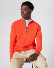 Load image into Gallery viewer, N.Peal Men&#39;s The Carnaby Half Zip Cashmere Jumper Vermillion Red
