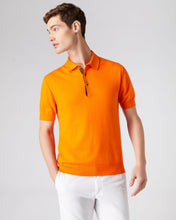 Load image into Gallery viewer, N.Peal Men&#39;s Short Sleeve Collared Cotton Cashmere Polo T Shirt Tangerine Orange
