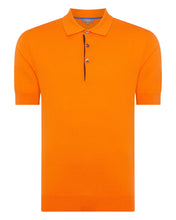 Load image into Gallery viewer, N.Peal Men&#39;s Short Sleeve Collared Cotton Cashmere Polo T Shirt Tangerine Orange
