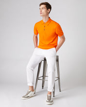 Load image into Gallery viewer, N.Peal Men&#39;s Short Sleeve Collared Cotton Cashmere Polo T Shirt Tangerine Orange
