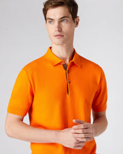 Load image into Gallery viewer, N.Peal Men&#39;s Short Sleeve Collared Cotton Cashmere Polo T Shirt Tangerine Orange
