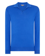 Load image into Gallery viewer, N.Peal Men&#39;s Polo Neck Cotton Cashmere Jumper Victoria Blue
