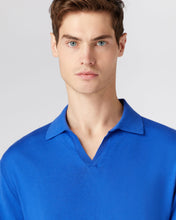 Load image into Gallery viewer, N.Peal Men&#39;s Polo Neck Cotton Cashmere Jumper Victoria Blue
