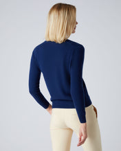 Load image into Gallery viewer, N.Peal Women&#39;s V Neck Cashmere Jumper French Blue
