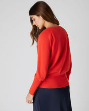 Load image into Gallery viewer, N.Peal Women&#39;s V Necked Cashmere Cardigan Vermillion Red
