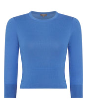 Load image into Gallery viewer, N.Peal Women&#39;s Superfine Crop Cashmere Jumper Sky Blue
