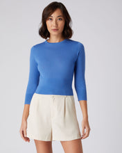 Load image into Gallery viewer, N.Peal Women&#39;s Superfine Crop Cashmere Jumper Sky Blue
