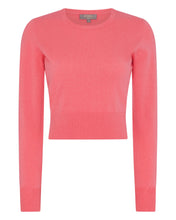 Load image into Gallery viewer, N.Peal Women&#39;s Crop Round Neck Cashmere Jumper Peony Pink
