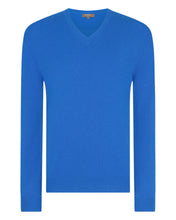 Load image into Gallery viewer, N.Peal Men&#39;s Burlington V Neck Cashmere Jumper Sonic Blue
