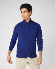 Load image into Gallery viewer, N.Peal Men&#39;s Knightsbridge Full Zip Cashmere Jumper Sapphire Blue
