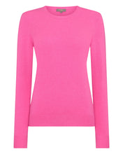 Load image into Gallery viewer, N.Peal Women&#39;s Evie Classic Round Neck Cashmere Jumper Vibrant Pink
