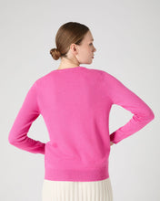 Load image into Gallery viewer, N.Peal Women&#39;s Phoebe V Neck Cashmere Jumper Vibrant Pink
