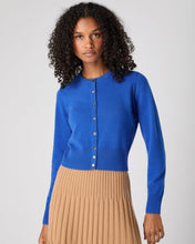 Load image into Gallery viewer, N.Peal Women&#39;s Ivy Cropped Cashmere Cardigan Sonic Blue
