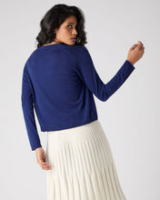 Load image into Gallery viewer, N.Peal Women&#39;s Superfine Cashmere V Neck Cardigan Indigo Blue
