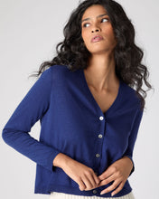 Load image into Gallery viewer, N.Peal Women&#39;s Superfine Cashmere V Neck Cardigan Indigo Blue
