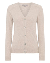 Load image into Gallery viewer, N.Peal Women&#39;s Lara V Neck Cashmere Cardigan Oatmeal Brown
