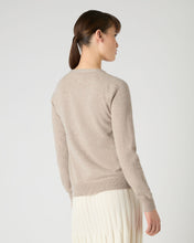 Load image into Gallery viewer, N.Peal Women&#39;s Lara V Neck Cashmere Cardigan Oatmeal Brown
