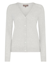 Load image into Gallery viewer, N.Peal Women&#39;s Lara V Neck Cashmere Cardigan Pebble Grey
