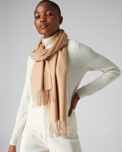 Load image into Gallery viewer, Large Woven Cashmere Scarf Camel Brown
