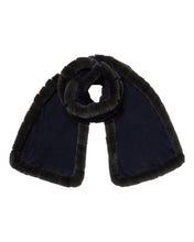 Load image into Gallery viewer, N.Peal Women&#39;s Cashmere Scarf With Fur Trim Navy Blue
