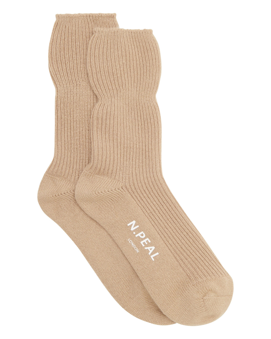 Cashmere Rib Bed Sock Camel Brown