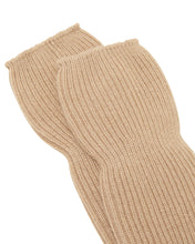 Load image into Gallery viewer, Cashmere Rib Bed Sock Camel Brown
