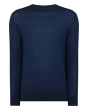 Load image into Gallery viewer, N.Peal Men&#39;s Fine Gauge Cashmere Round Neck Jumper French Blue
