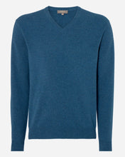 Load image into Gallery viewer, The Burlington V Neck Cashmere Sweater Blue Wave
