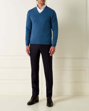 Load image into Gallery viewer, The Burlington V Neck Cashmere Sweater Blue Wave

